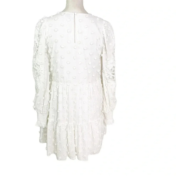 Cami NYC Carolina Floral Applique White Long Sleeve Mini Dress Size Small - Picture 7 of 16